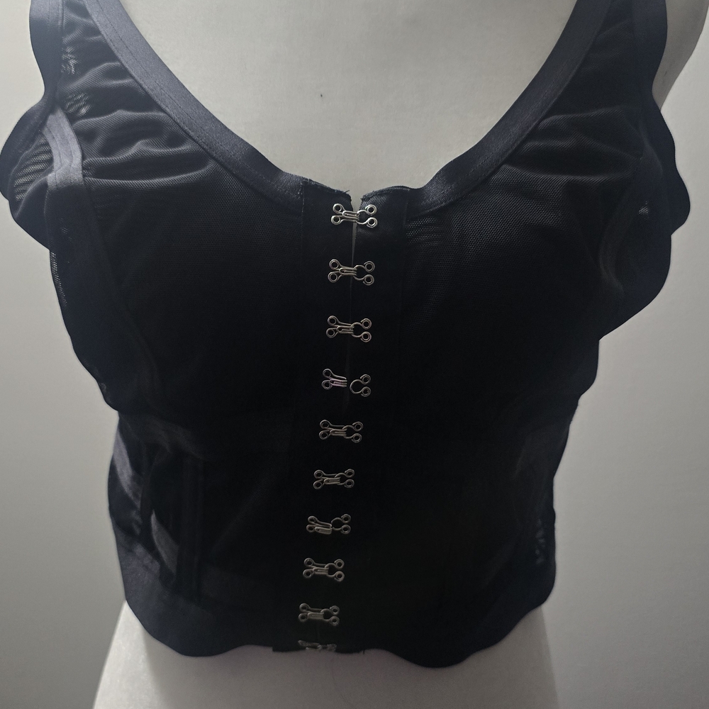 Torrid Black Hook-Front Crop Top